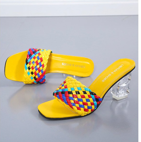 Fashion fish mouth slippers square head shoes for women
