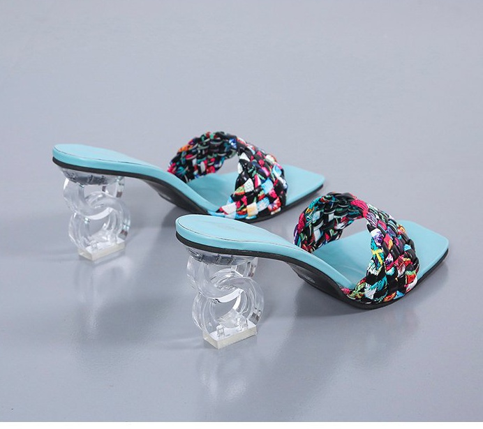 Fashion fish mouth slippers square head shoes for women