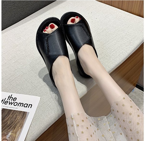 Fish mouth thick crust wears outside slippers for women