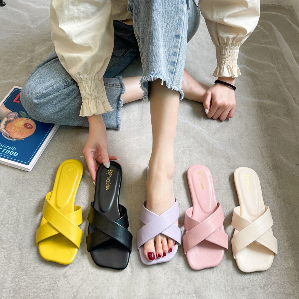 Wears outside summer candy colors slippers for women