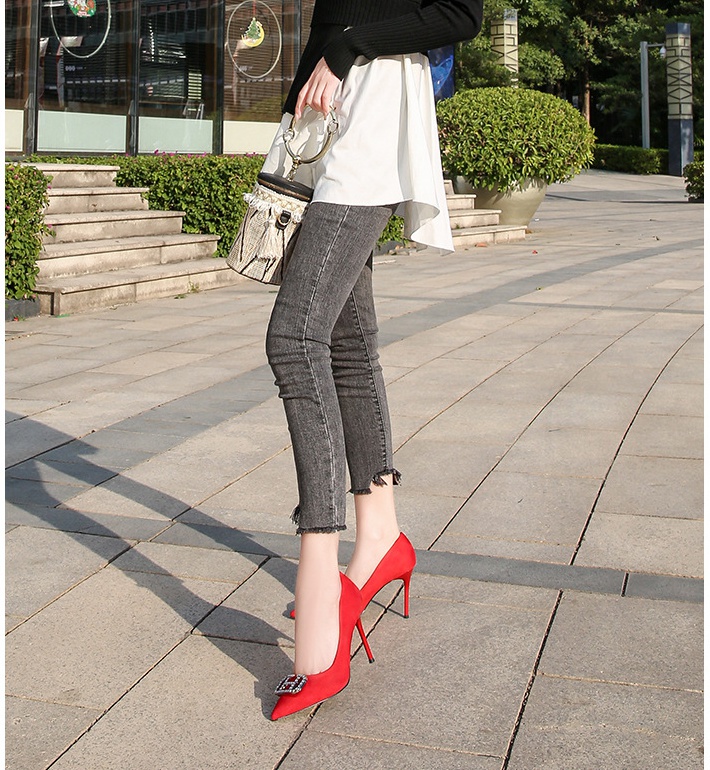 Lady broadcloth high-heeled shoes for women