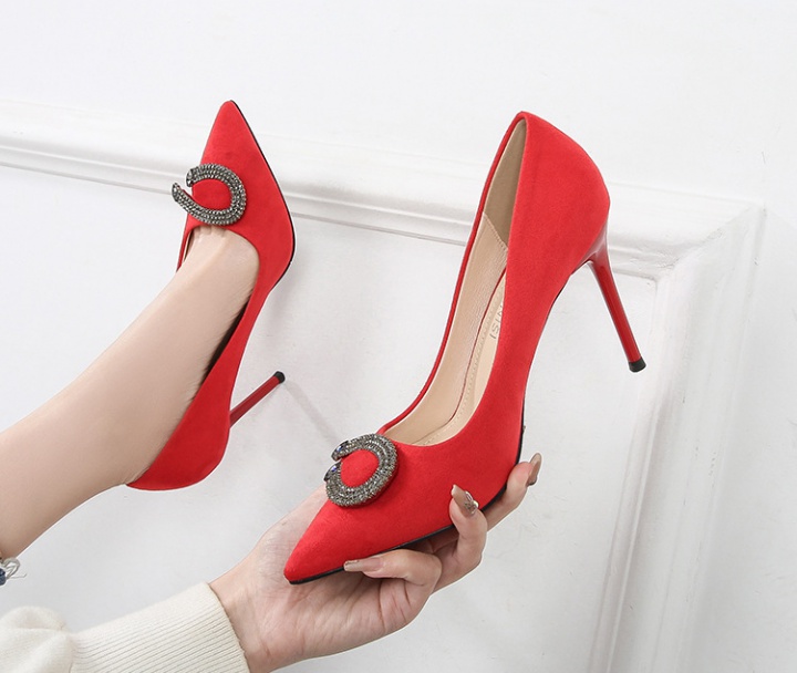 Red France style shoes temperament wedding shoes
