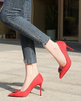 Red France style shoes temperament wedding shoes