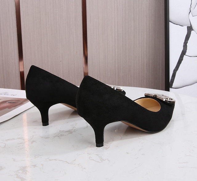 Rhinestone middle-heel high-heeled shoes red wedding shoes