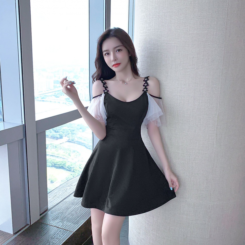 Korean style T-back pinched waist dress for women