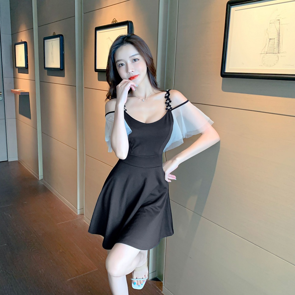 Korean style T-back pinched waist dress for women