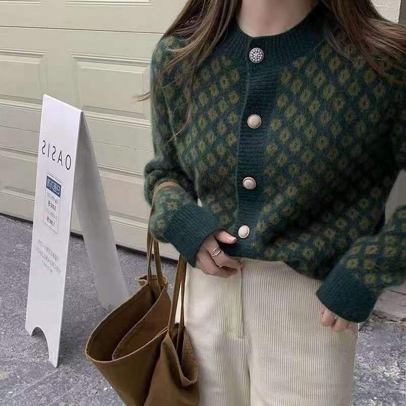 Tender autumn and winter tops knitted V-neck cardigan for women