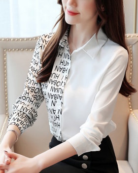 Long sleeve shirt mixed colors chiffon shirt for women