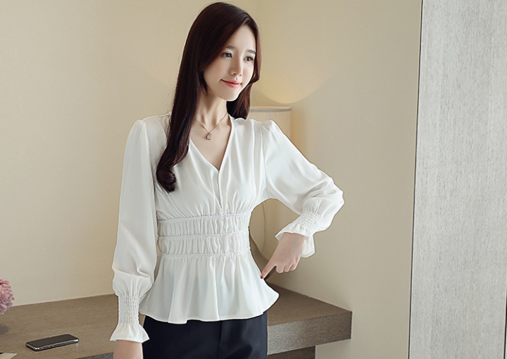 Pinched waist Korean style all-match chiffon shirt
