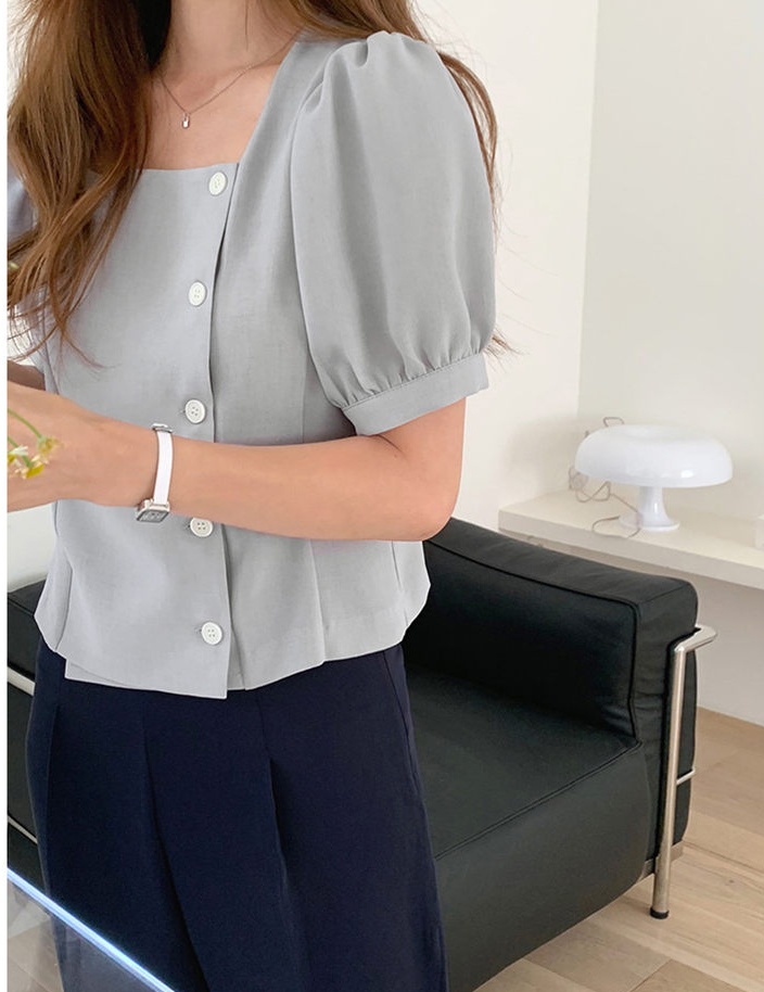 Square collar France style pure Korean style summer shirt