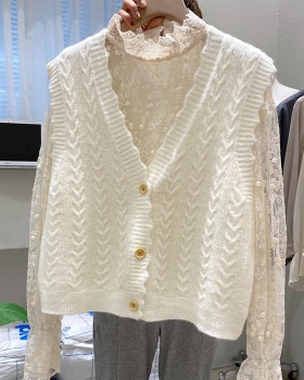 Short knitted sweater tender waistcoat for women