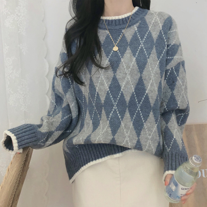 Quilted Korean style autumn and winter thick sweater