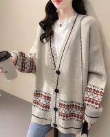 Korean style V-neck cardigan long Western style coat for women