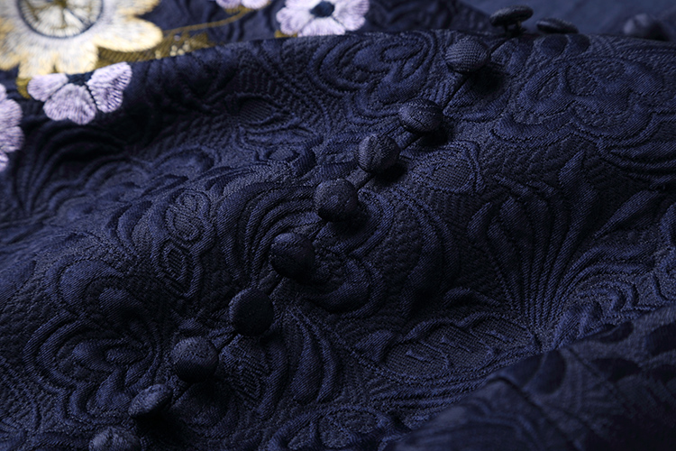 Autumn slim ladies jacquard embroidery single-breasted dress