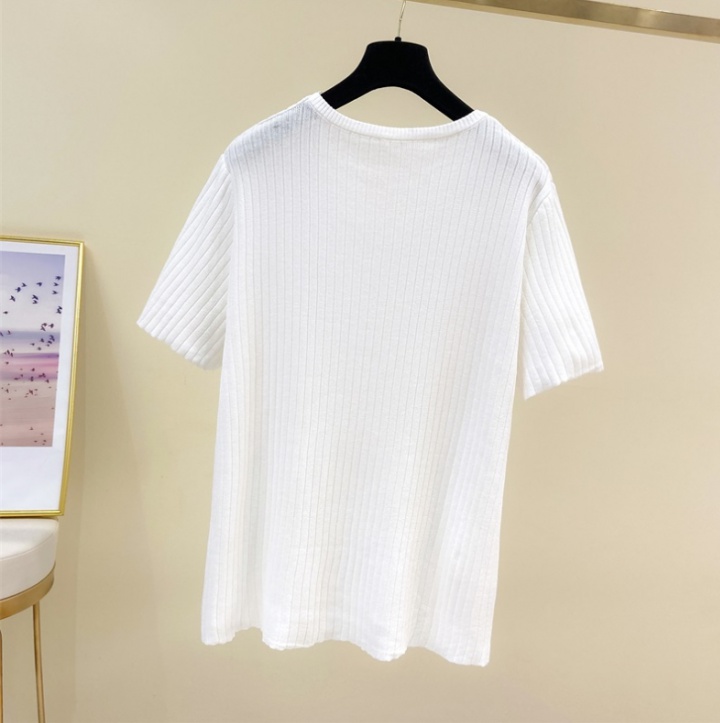 Split knitted fat T-shirt large yard summer tops for women
