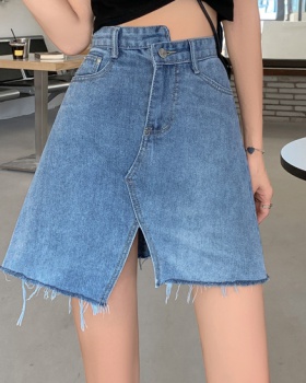 Summer slit blue skirt spicegirl irregular denim skirt