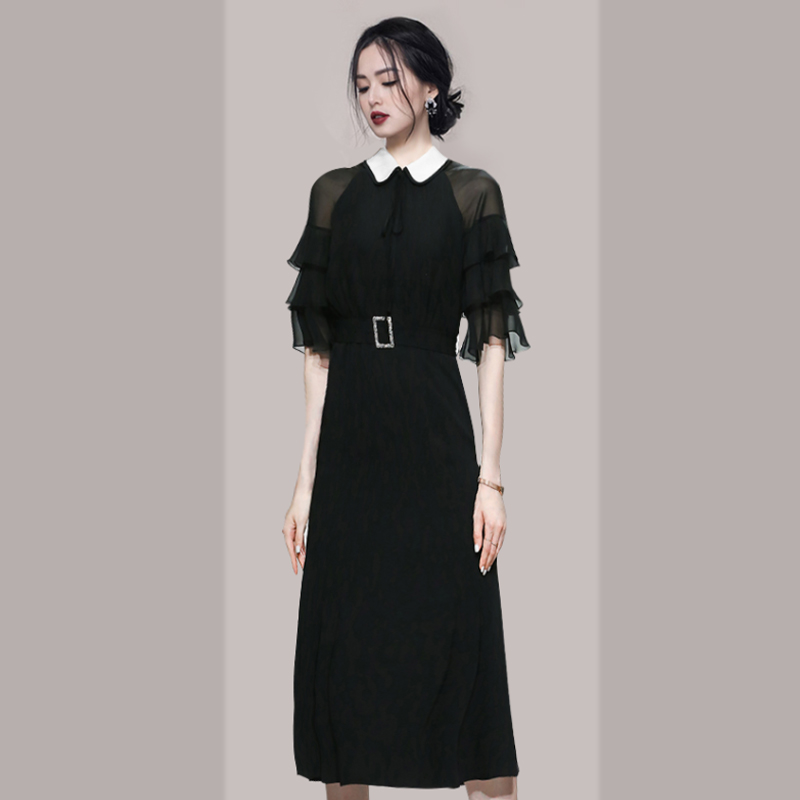 Pinched waist long dress Korean style long dress