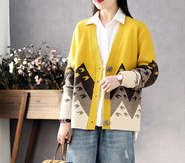 Korean style coat mixed colors cardigan for women