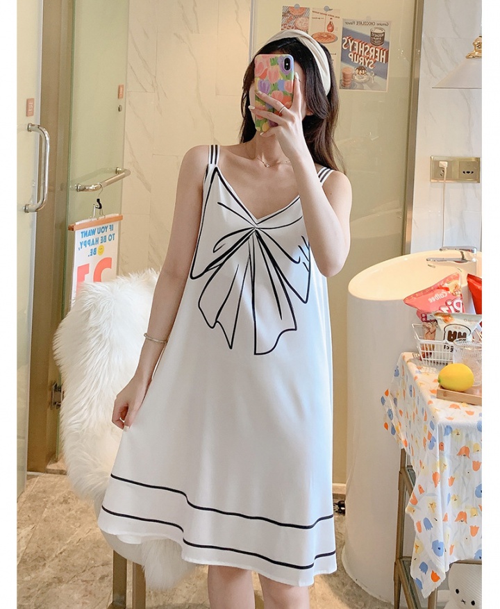 Summer pure night dress sling bow pajamas for women