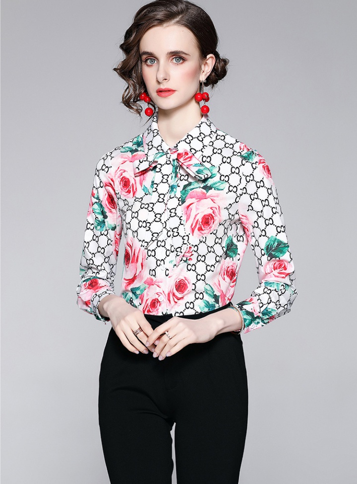 Slim frenum long sleeve European style shirt for women
