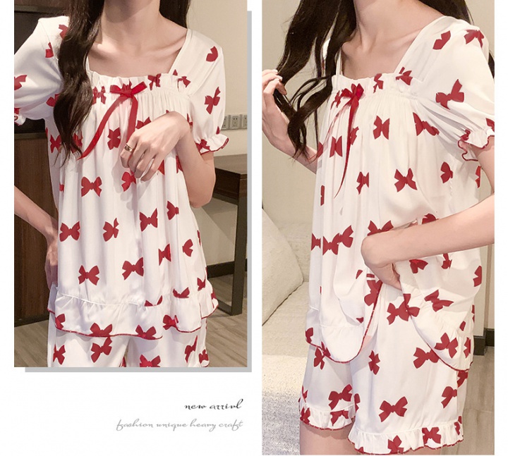 Homewear night dress short sleeve pajamas 2pcs set for women
