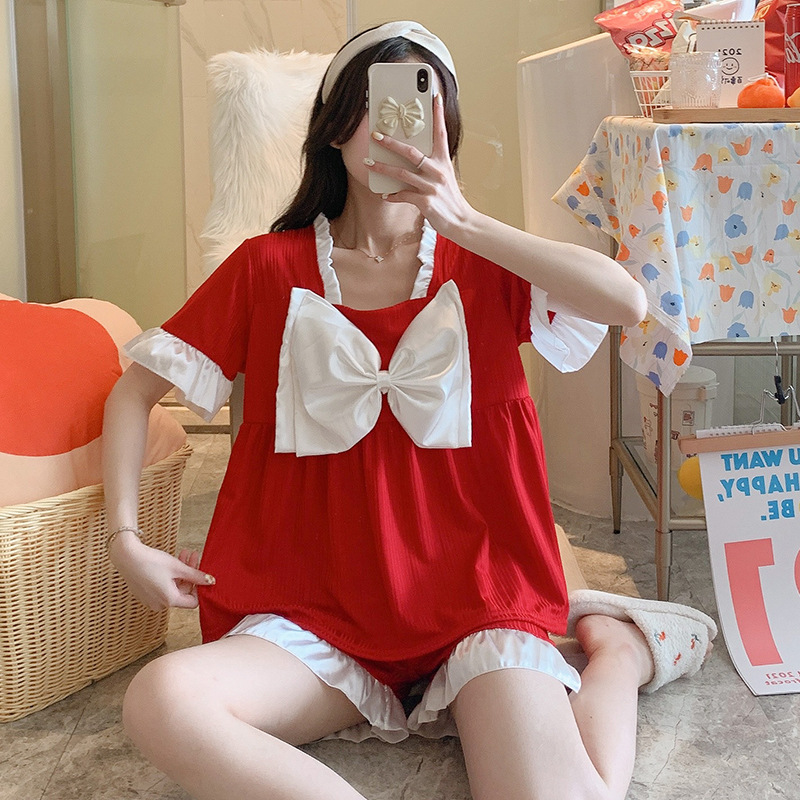 Casual lovely sweet bow pajamas 2pcs set for women