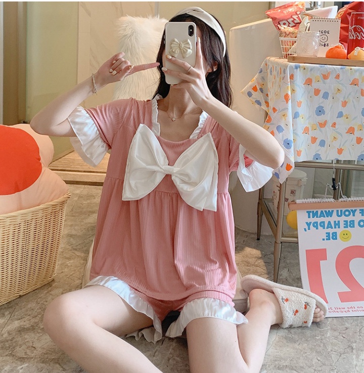 Casual lovely sweet bow pajamas 2pcs set for women