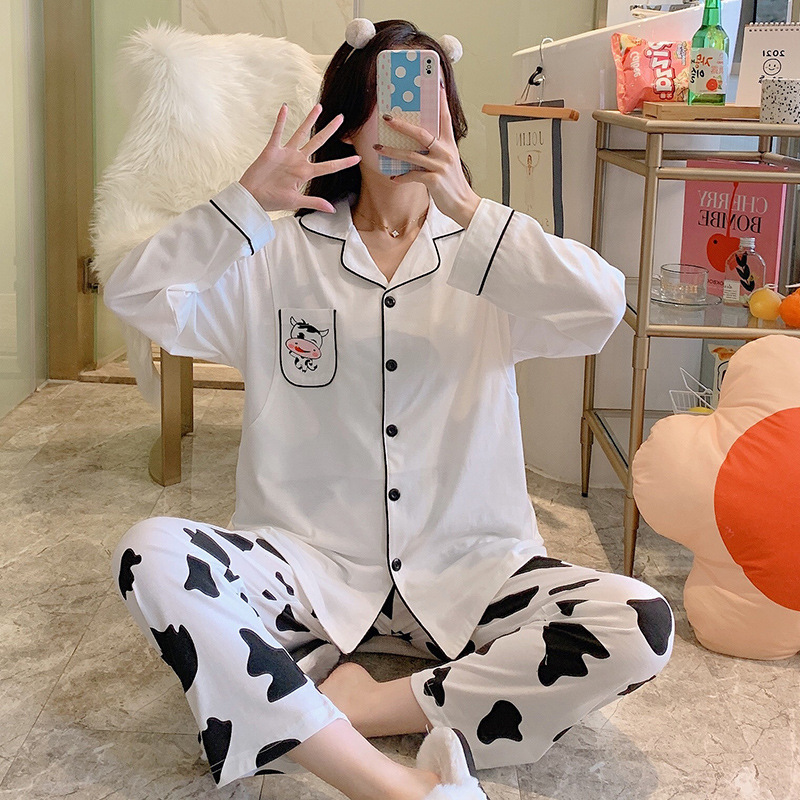 Long sleeve pajamas printing nursing clothing 2pcs set