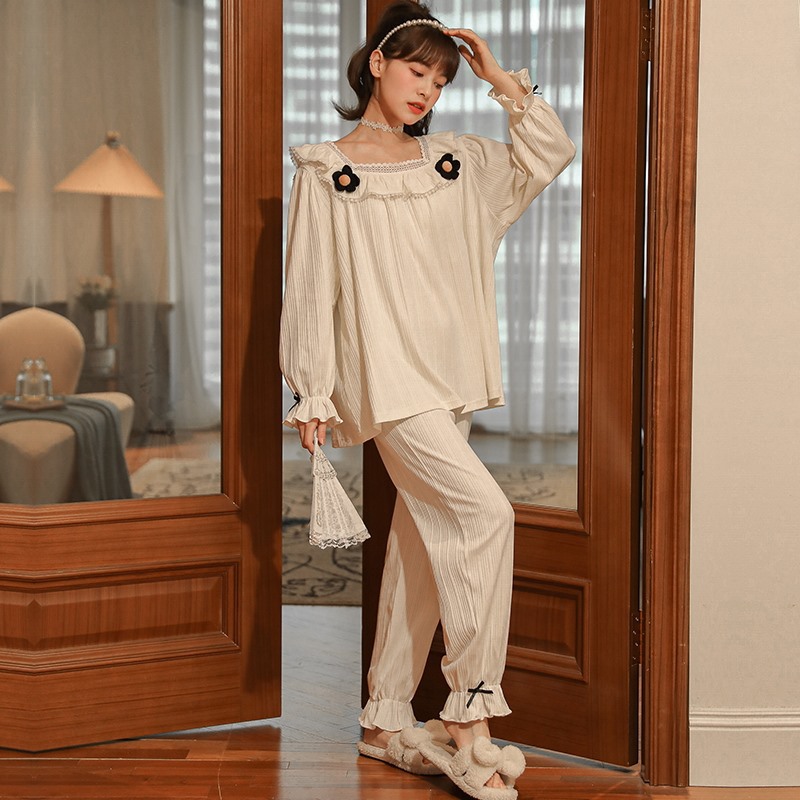 White long sleeve Casual pajamas for women
