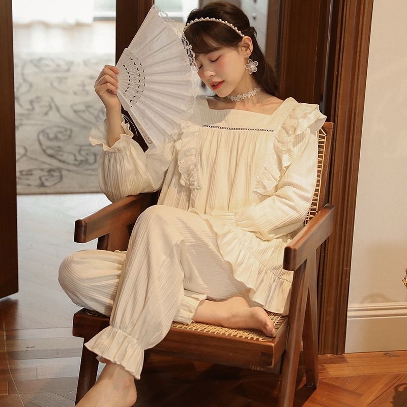 Spring and autumn thin cotton pajamas for women