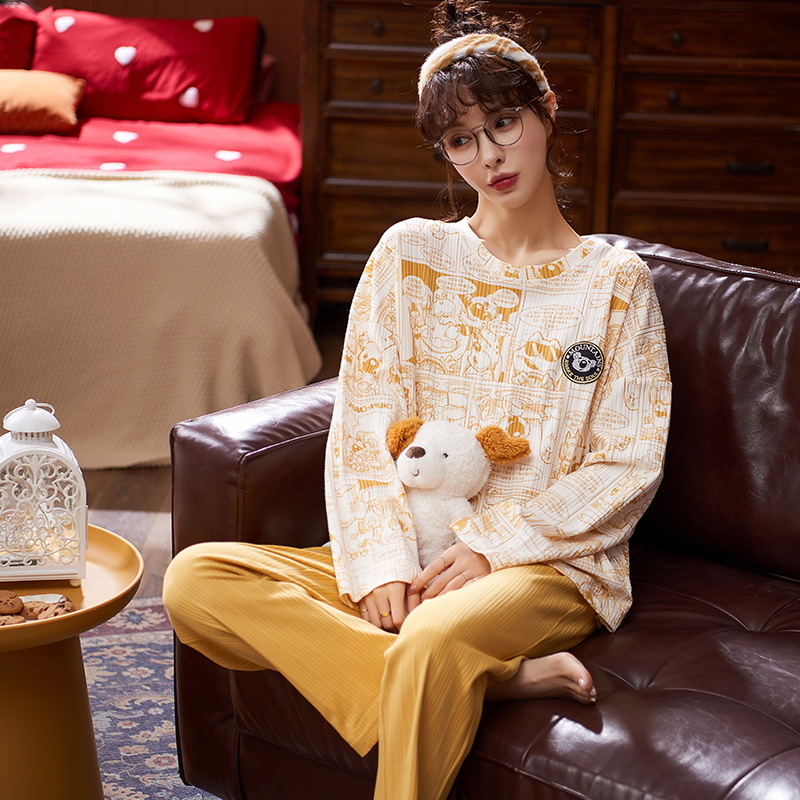 Casual spring and autumn homewear pajamas 2pcs set