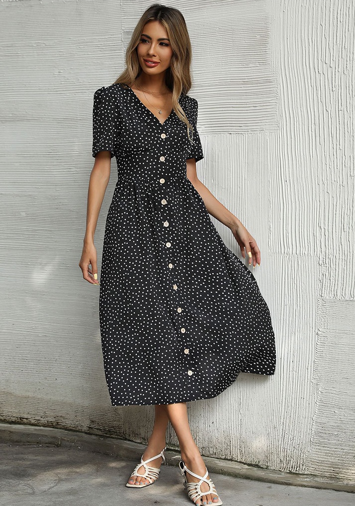 Short sleeve fashion shirt summer polka dot dress