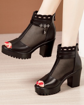 Fish mouth gauze summer boots fashion sandals for women