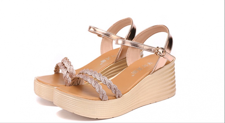 Summer trifle gold high-heeled thick crust sandals