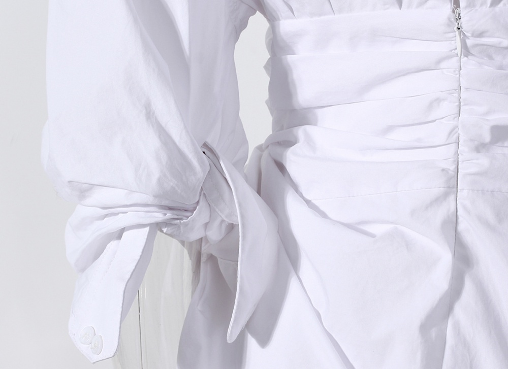 Irregular fold shirt short sleeve loose dress for women