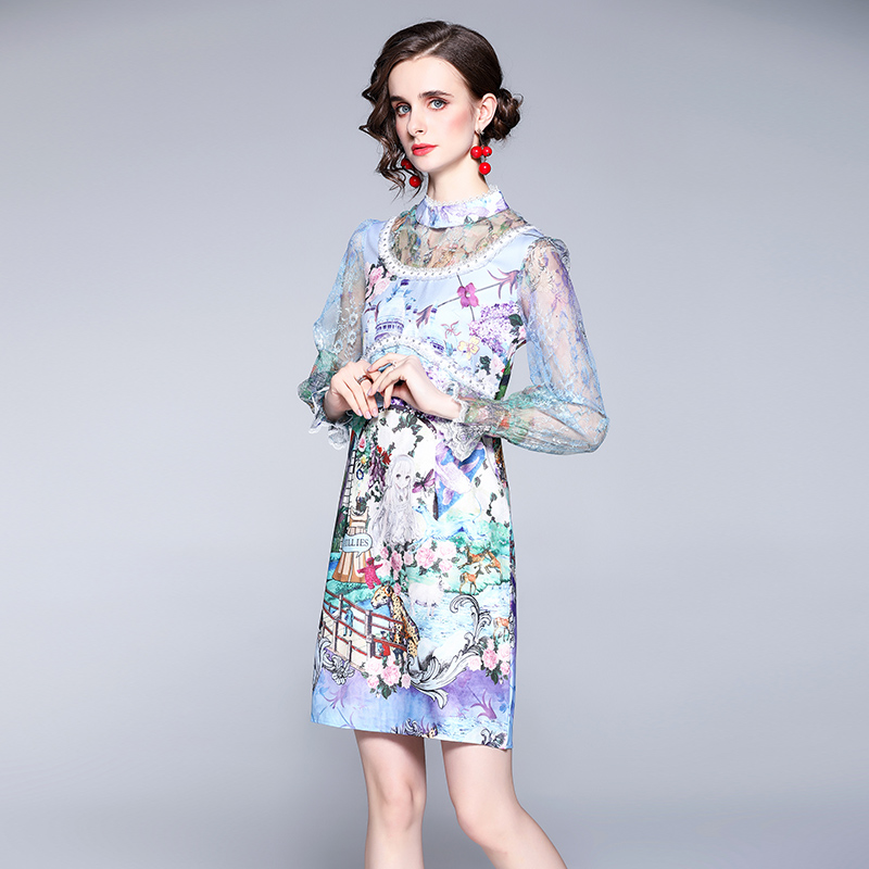 Floral court style Western style dress for women