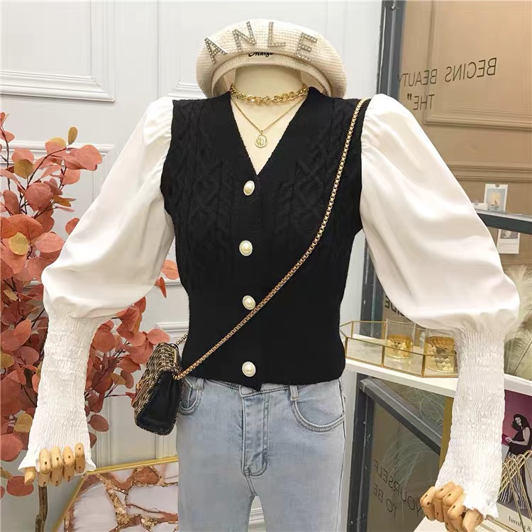 Splice autumn and winter tops long sleeve sweater for women