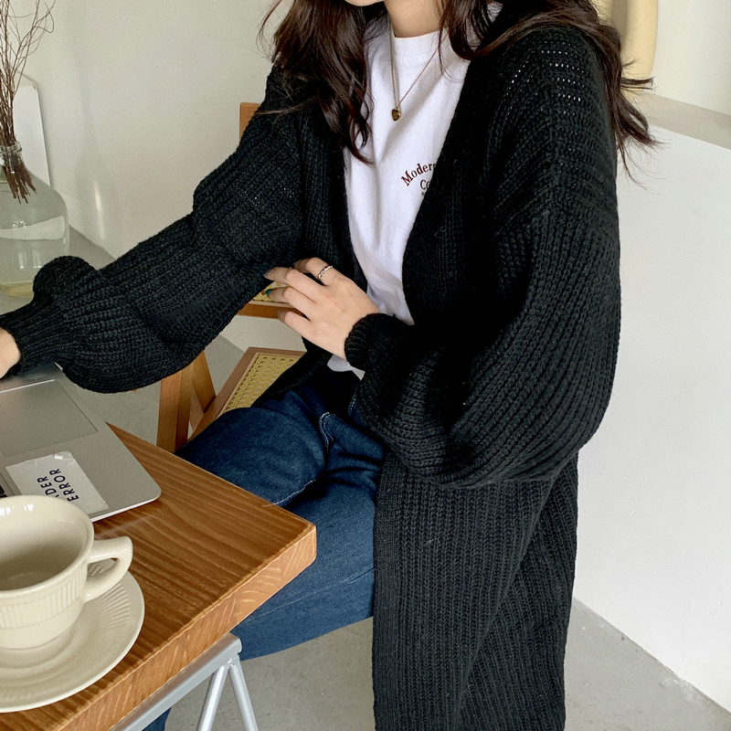 All-match Korean style long coat protect lazy cardigan for women