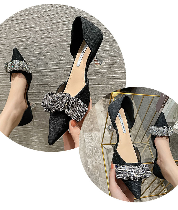 Middle-heel fine-root high-heeled shoes black fashion shoes