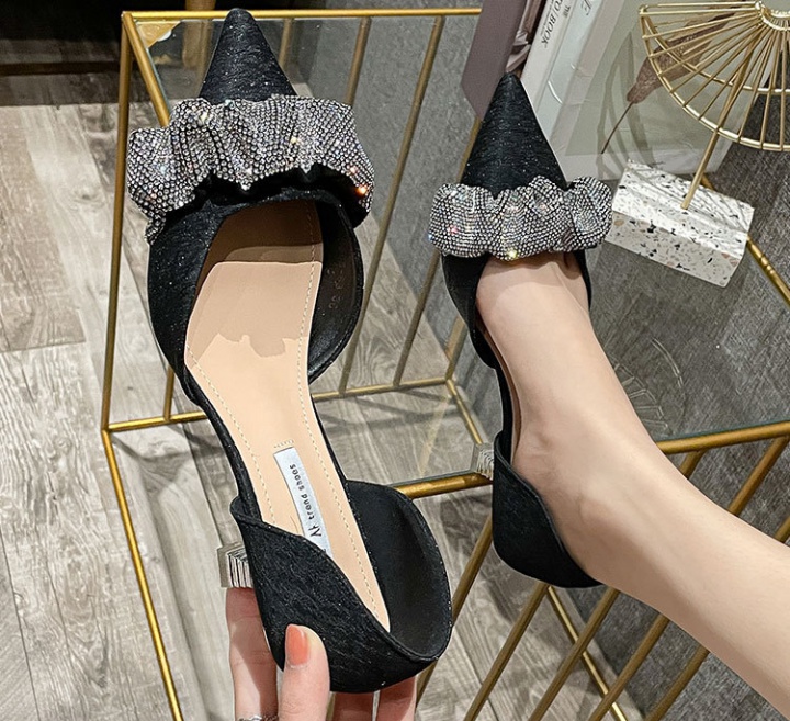 Middle-heel fine-root high-heeled shoes black fashion shoes