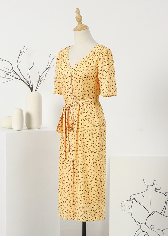 Summer temperament floral shirt slim fashion dress for women