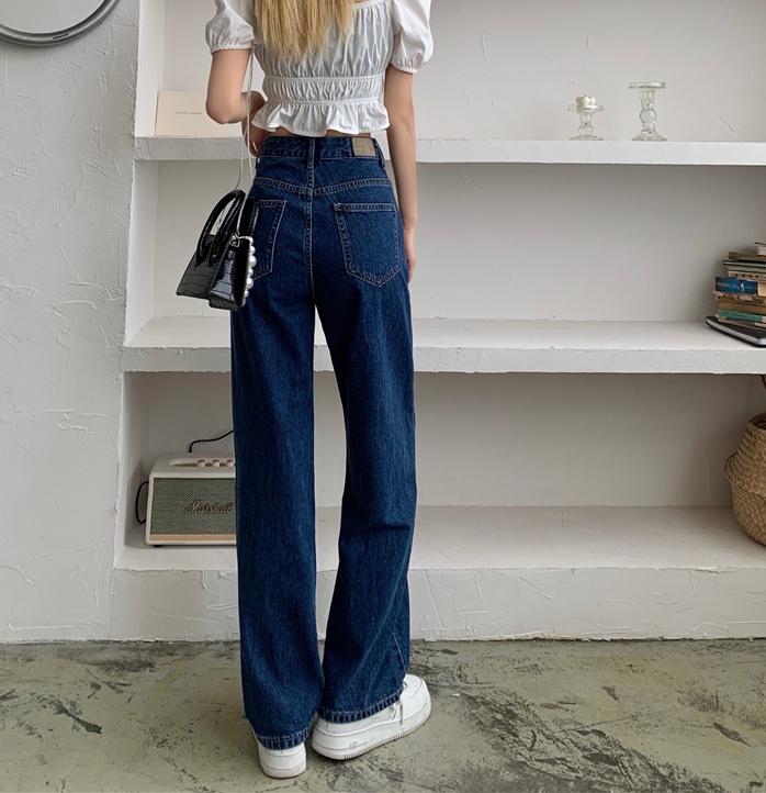 Korean style wide leg long pants basis summer jeans
