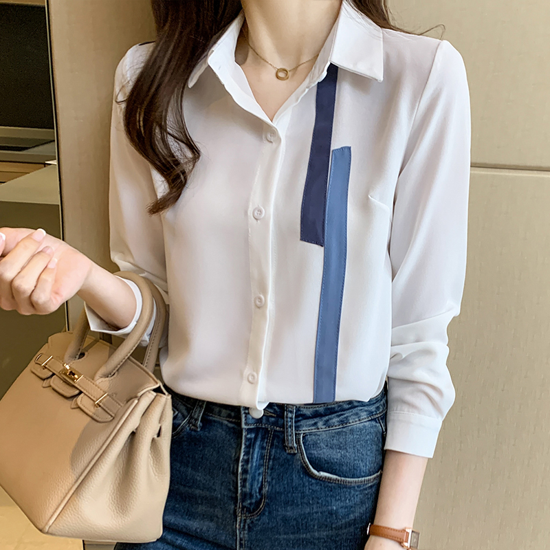 Temperament mixed colors business suit minority long sleeve tops