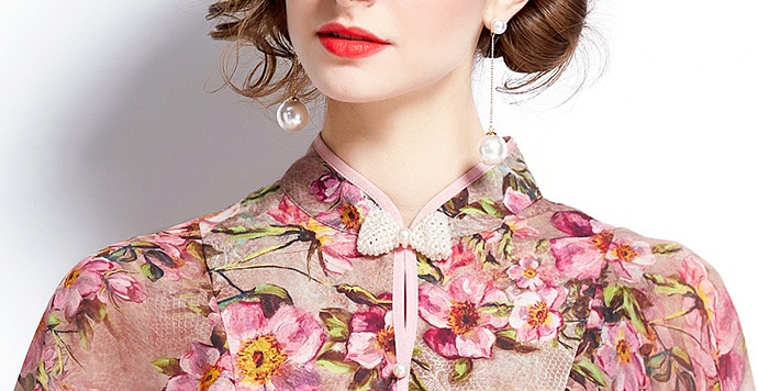 Light floral printing chiffon dress