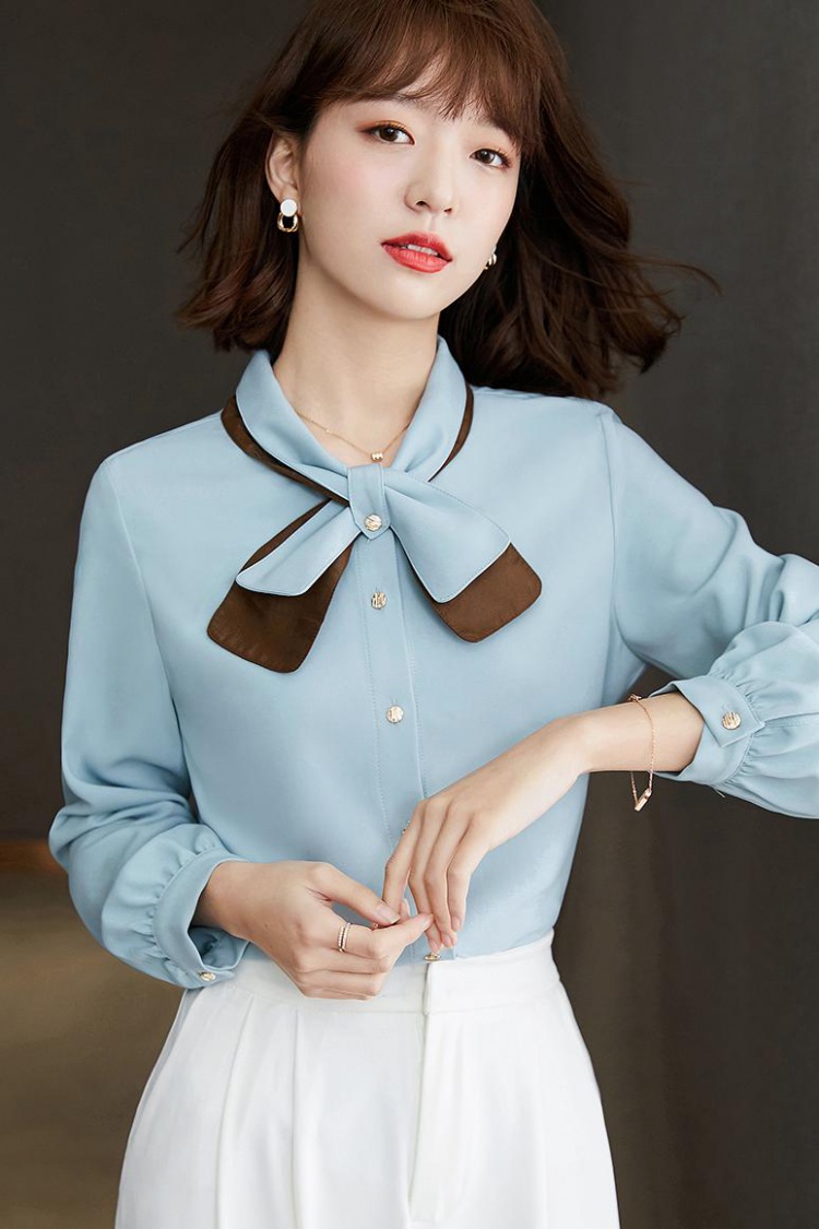 Slim chiffon butterfly collar temperament shirt for women
