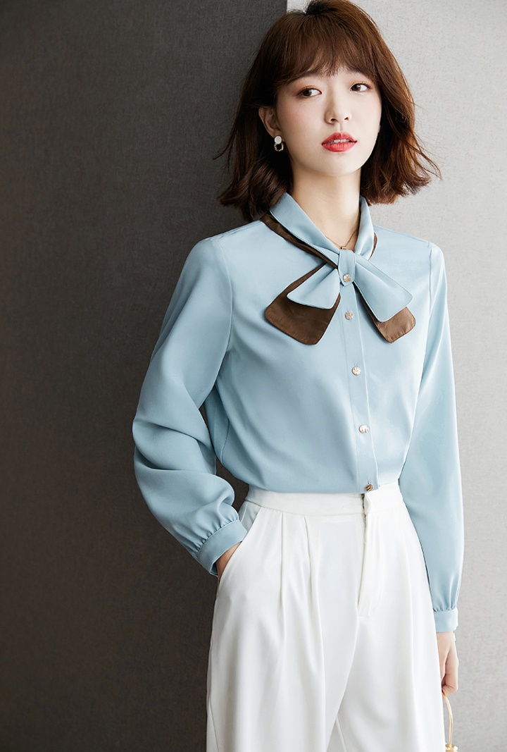 Slim chiffon butterfly collar temperament shirt for women