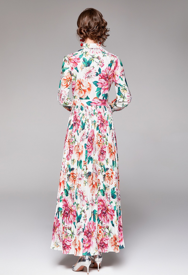All-match pleated printing fashion dress