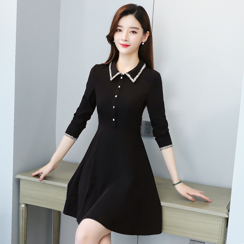 Light doll collar ladies long sleeve autumn spring dress for women