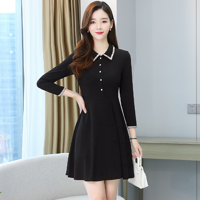 Light doll collar ladies long sleeve autumn spring dress for women