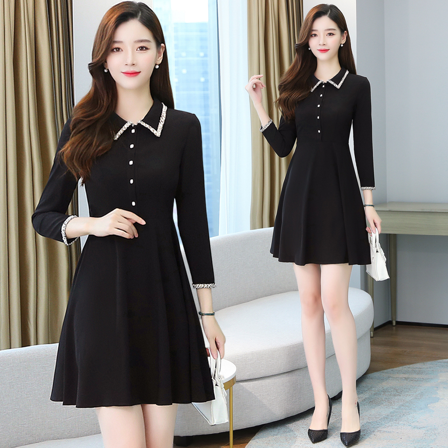 Light doll collar ladies long sleeve autumn spring dress for women